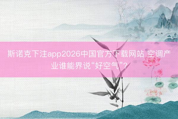 斯诺克下注app2026中国官方下载网站 空调产业谁能界说“好空气”?