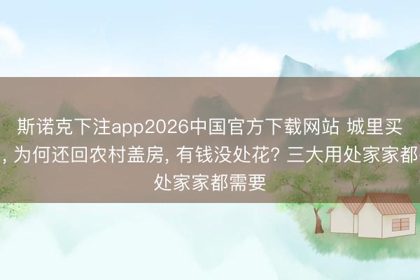 斯诺克下注app2026中国官方下载网站 城里买房了， 为何还回农村盖房， 有钱没处花? 三大用处家家都需要