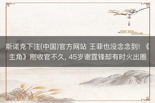 斯诺克下注(中国)官方网站 王菲也没念念到! 《主角》刚收官不久, 45岁谢霆锋却有时火出圈
