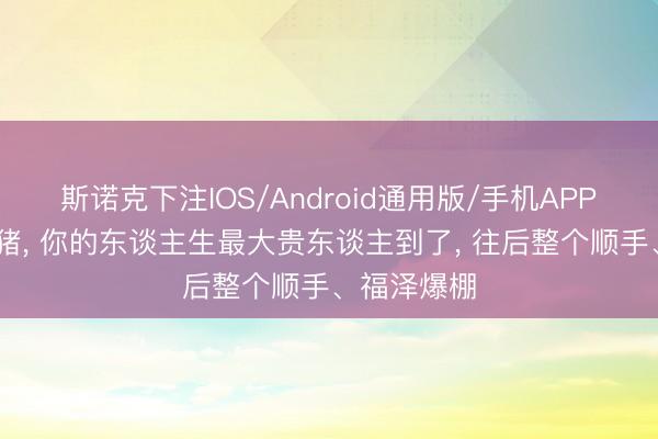 斯诺克下注IOS/Android通用版/手机APP下载 生肖猪， 你的东谈主生最大贵东谈主到了， 往后整个顺手、福泽爆棚