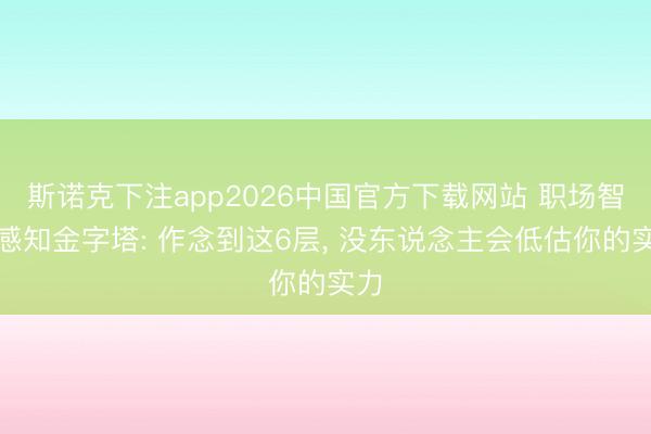 斯诺克下注app2026中国官方下载网站 职场智商感知金字塔: 作念到这6层， 没东说念主会低估你的实力