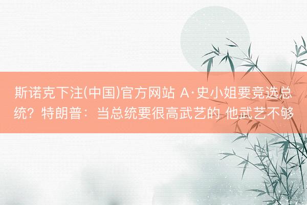 斯诺克下注(中国)官方网站 A·史小姐要竞选总统？特朗普：当总统要很高武艺的 他武艺不够