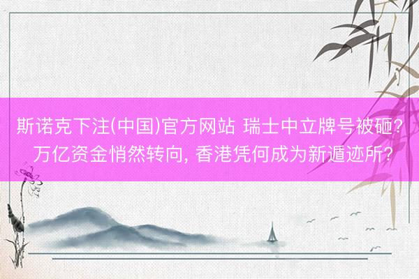 斯诺克下注(中国)官方网站 瑞士中立牌号被砸? 万亿资金悄然转向， 香港凭何成为新遁迹所?
