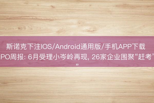 斯诺克下注IOS/Android通用版/手机APP下载 IPO周报: 6月受理小岑岭再现， 26家企业围聚“赶考”